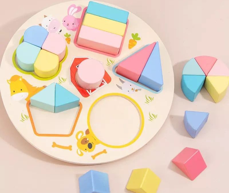 Wooden 3D Geometric Block Shape Early Educational Puzzle Game