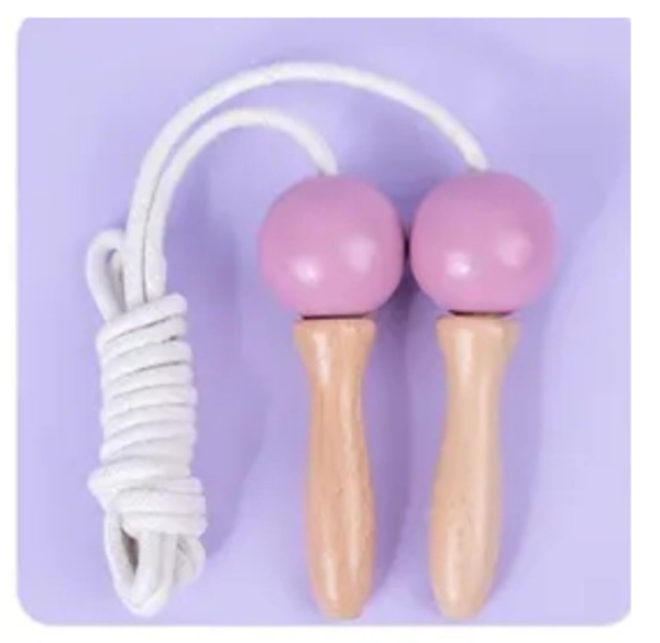 Childrens Wooden Coloured Skipping Rope - Purple