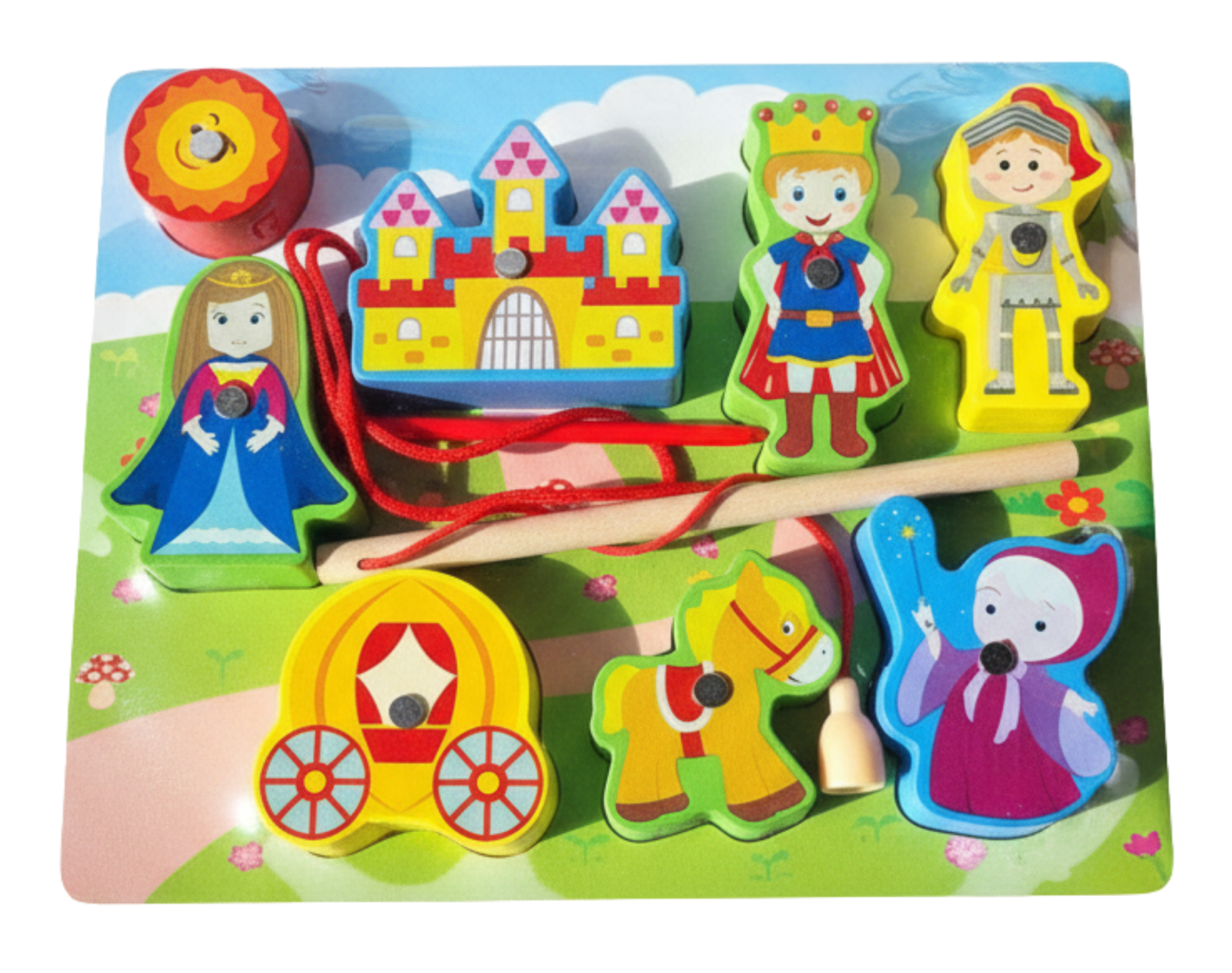 3-in-1 Wooden 3D Puzzles with Threading & Fishing Game - Fairy Tale
