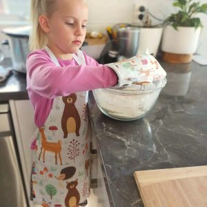 Kids Cartoon 100% Cotton Canvas 10oz Apron and Oven Mitt Set - Forest Animals