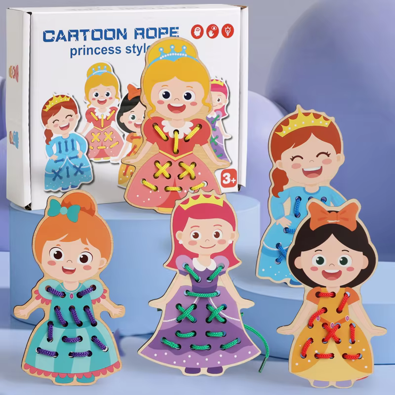 Wooden Threading & Lacing Rope Kit - Princess