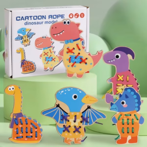 Wooden Threading & Lacing Rope Kit - Dinosaurs