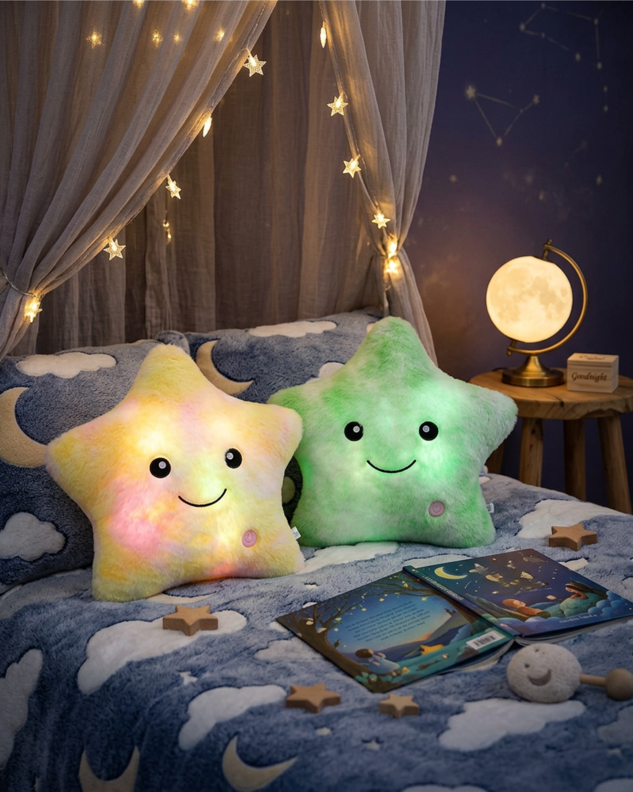 Glow Star LED Plush Pillow – Glitter