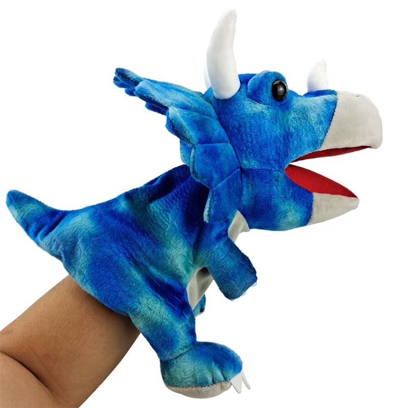 Dinosaur Animal Plush Hand Puppet - Triceratops